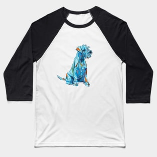 Polygonal Schnauzer Dog Sitting in Blue Shades Baseball T-Shirt